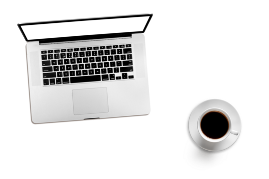 a modern laptop computer on transparent  background