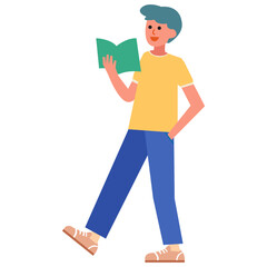 Man reading book flat illustration