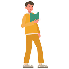 Man reading book flat illustration