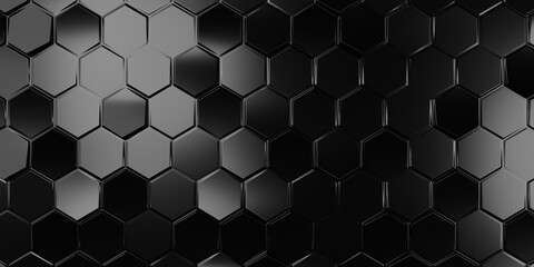 glossy Hexagonal 3D Wall background with tiles. Polished tile Wallpaper with gloss, Hexagonal blocks. 3D Render