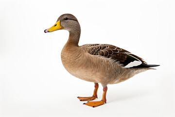 Naklejka na ściany i meble a duck standing on a white surface with a yellow beak