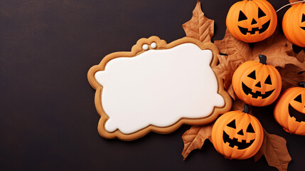 Halloween thanksgiving card copy space with halloween item frame isolated on white background