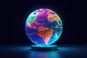 3d model of Earth with neon illumination