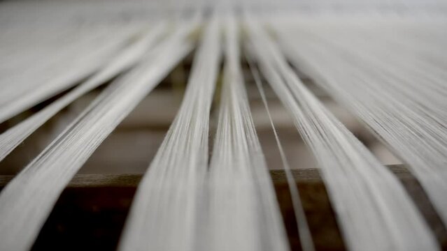 Indian traditional handloom wooden weaving machine,