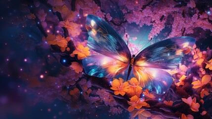 Obraz na płótnie Canvas beautiful sparkling butterflies