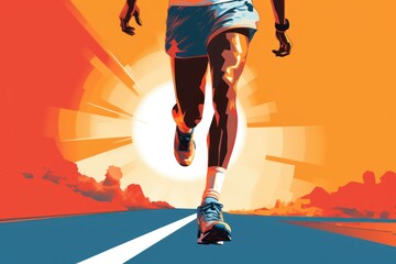 Colorful Running marathon poster, people run, colorful poster. Vector illustration. - obrazy, fototapety, plakaty