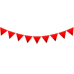 Red colour bunting pennants image with transparent background.