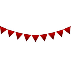 Fototapeta premium Dark red colour bunting pennants image with transparent background.