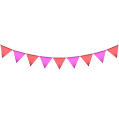 Pink and red colour bunting pennants image with transparent background.
