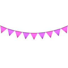 Pink and purple colour bunting pennants image with transparent background.