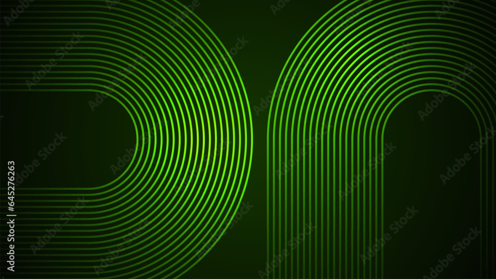 Poster dark green simple abstract background with lines in a curved style geometric style as the main eleme