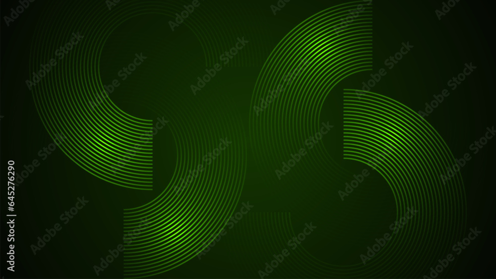 Poster dark green simple abstract background with lines in a curved style geometric style as the main eleme