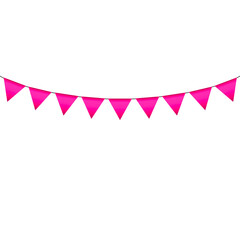 Fototapeta premium Pink colour bunting pennants image with transparent background.