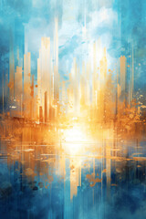Blurred Emotions in Ethereal Cityscape - Vibrant Spiritual Backlit Creation made with Generative AI (Midjourney)