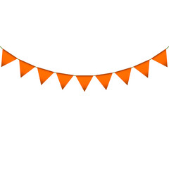 Orange colour bunting pennants image with transparent background.