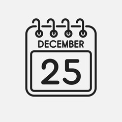 Icon page calendar day - 25 December