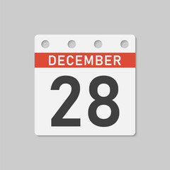 Icon page calendar day - 28 December