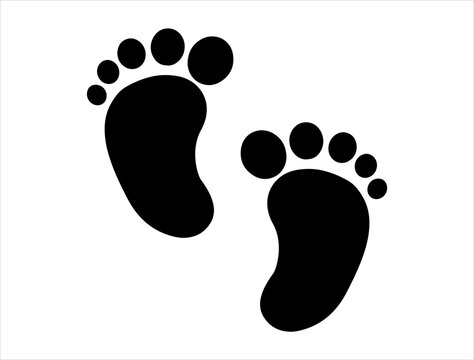 Baby feet silhouette vector art white background