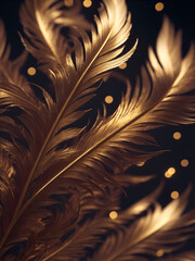 gold feather on black background