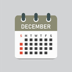 Vector template icon page calendar, month December