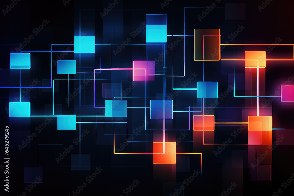 Aufkleber abstract technology futuristic digital concept square pattern with lighting glowing particles square