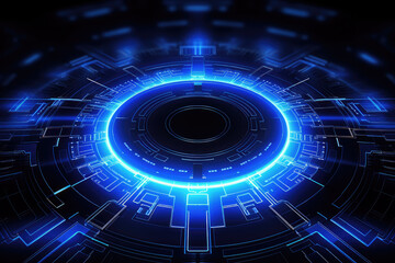 Abstract Digital technology metaverse neon blue background, cyber information, abstract speed connect communication, innovation future meta tech, internet network connection, Big data.