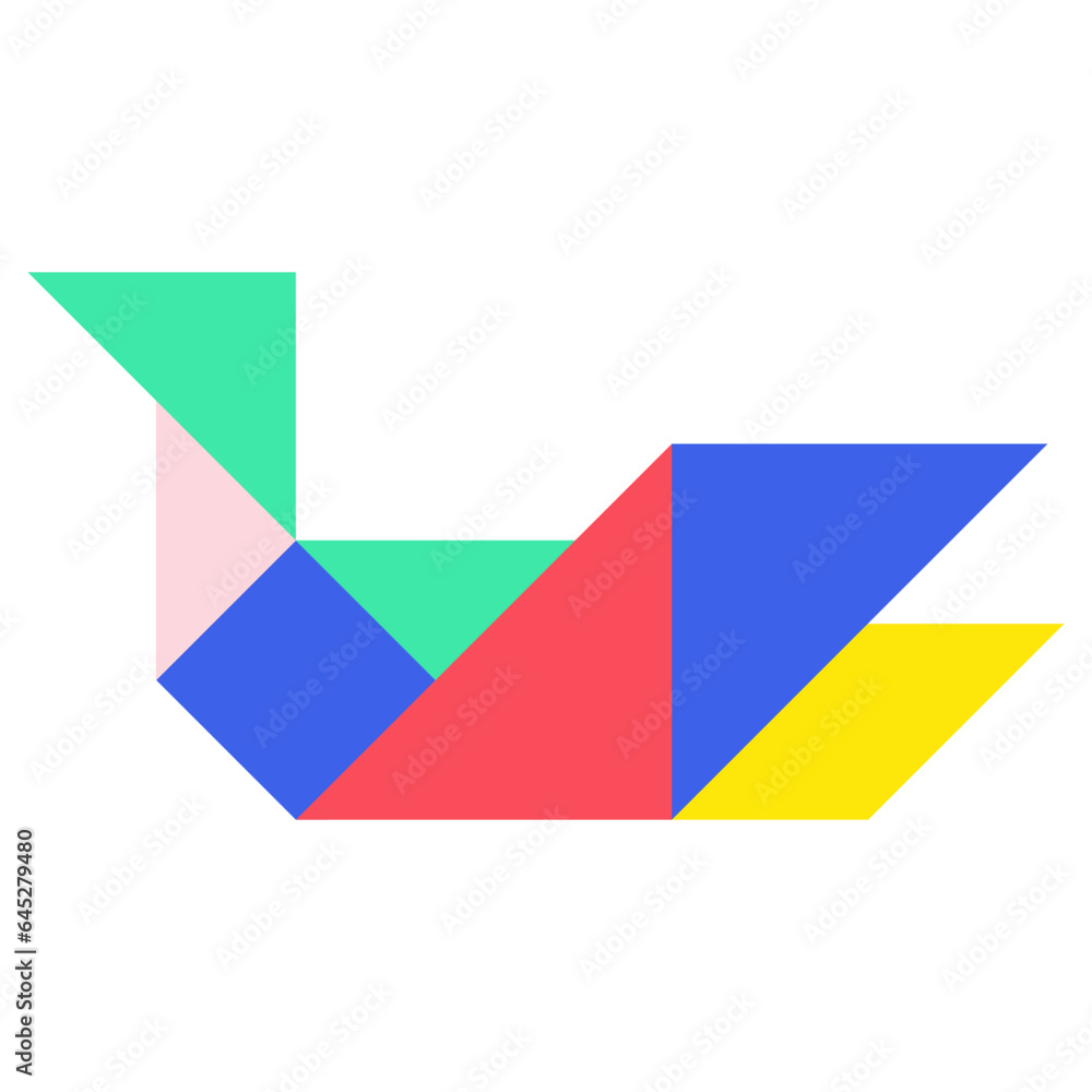 Poster tangram bird flat illustration