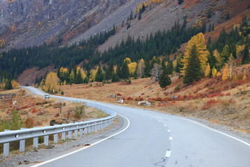 Fototapeta premium wallpaper autumn landscape mountain altai, freedom romantic trip