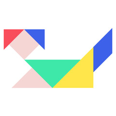 Tangram dog flat illustration