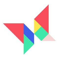 Tangram butterfly flat illustration