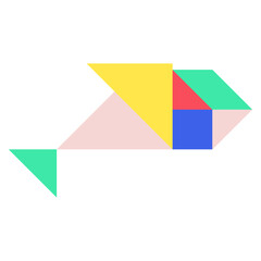 Tangram fish flat illustration