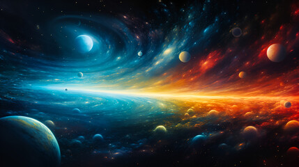 Beautiful wallpaper with parallel universes, galaxy background