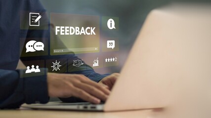 feedback concept, user comment rating online, writing feedback review, reputation management