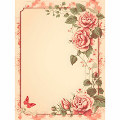 diary notebook empty blank rose flower .AI generated