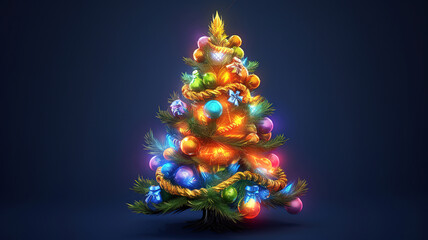 Christmas tree, Bright color. Generative Ai