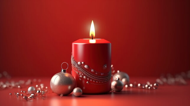 Realistic metallic candles christmas background. Generative Ai