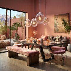 A chic desert style dining room with a touch 
