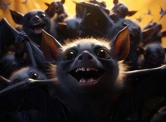 A group of bats looking at the camera