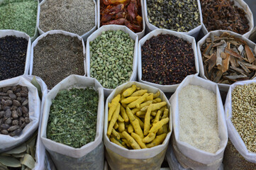 Indian spices for sale in a local market in Pune Maharashtra India