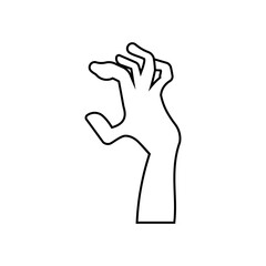Zombie hand icon vector. Hand illustration sign. Halloween symbol.