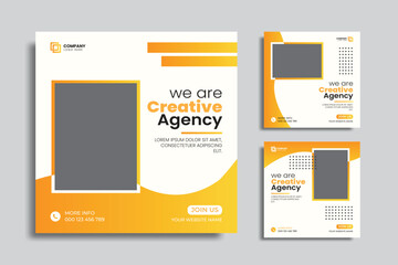 Set of editable social media square banner. digital marketing agency social media post template. social media and web ads design for business.