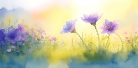 Fototapeta na wymiar Beautiful closeup flowers. Watercolor. AI generated illustration