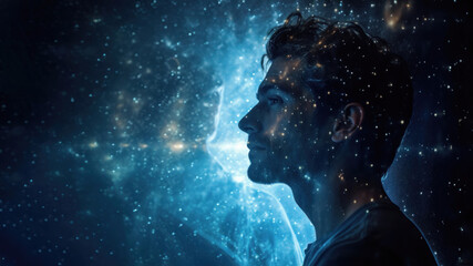 Man and universe. Man art portret