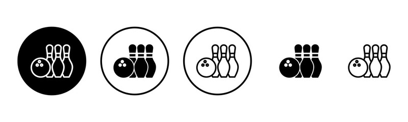 Bowling icon set illustration. bowling ball and pin sign and symbol.