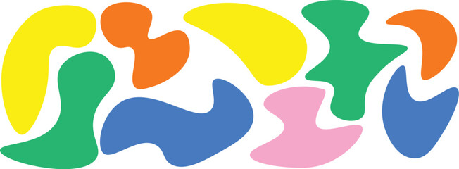 Colorful abstract shape pattern illustration in retro style. Color background with hand drawing.