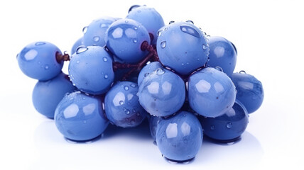 Isolated Blue Grapes Bunch on White Background