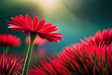 Fotobehang Solitary red bloom. © Asad