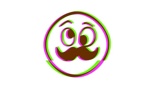 Mustachioed and stupid emoticon. Cartoon face animation, Emoji motion graphics