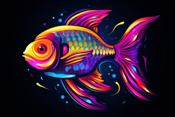 Neon illustration of a fish