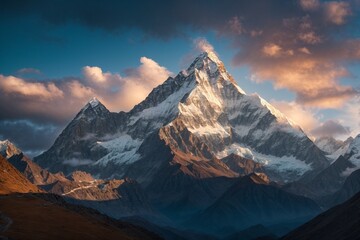 Fototapeta premium Mountain landscape at sunrise.